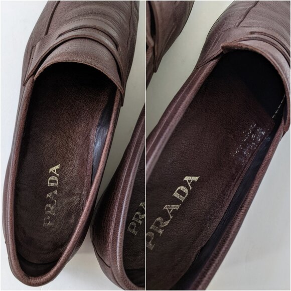 Men\'s Prada Brown Leather Penny Loafer Dress Shoes | Size 13** main image 11